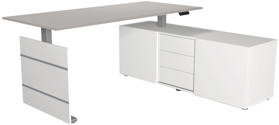 Poste de travail complet "Move 3 tube", gris clair