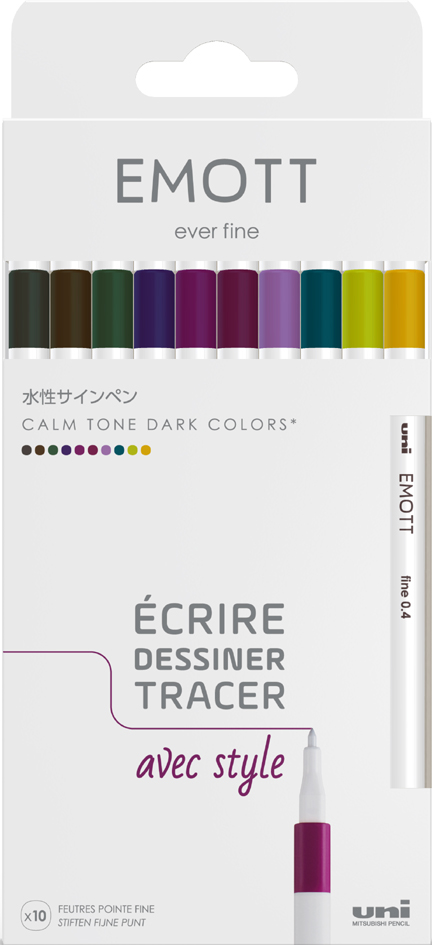 uni-ball Feutre EMOTT, set de 10 'Calm-Tone Colors'