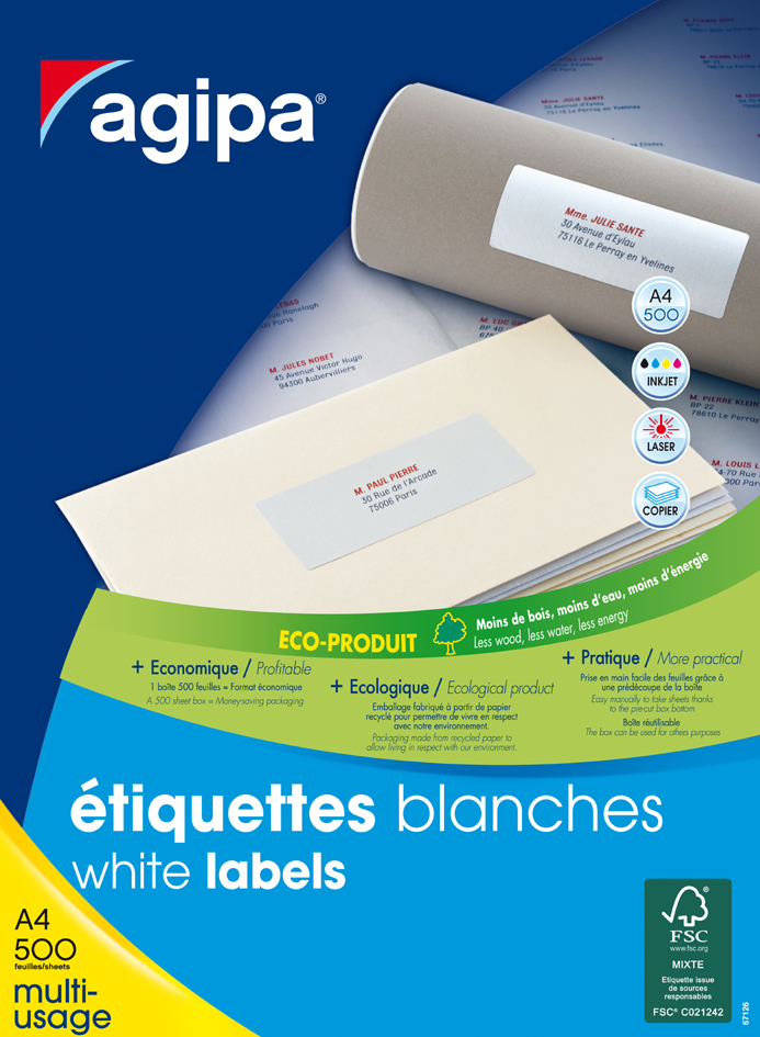 Etiquettes, blanc, grand paquet