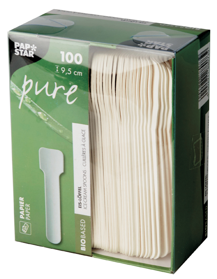 PAPSTAR Cuillère à glace en papier 'pure', blanc