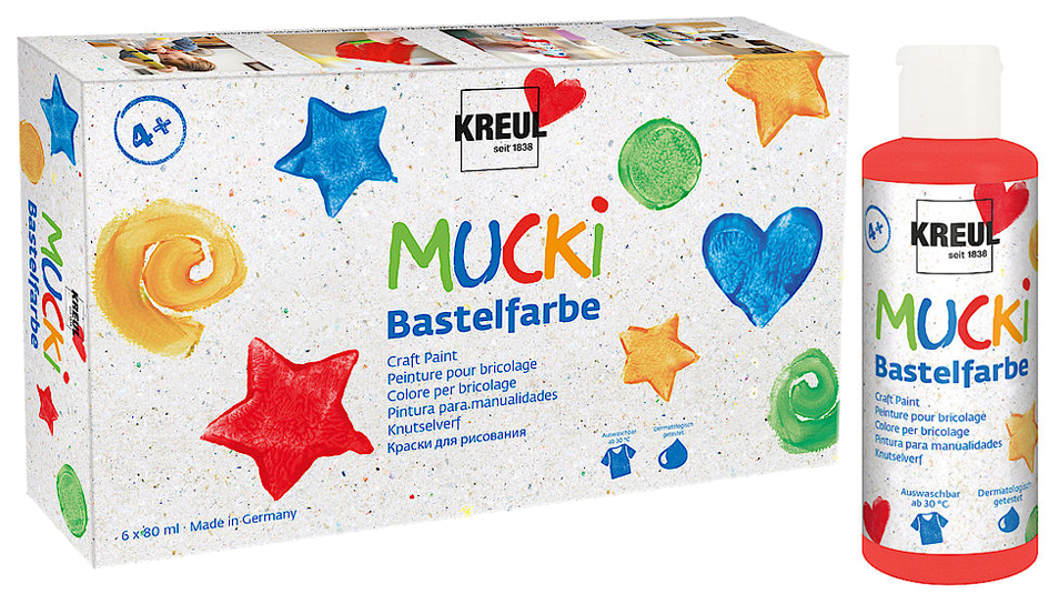 KREUL Peinture de bricolage 'MUCKI', 80 ml, set de 6