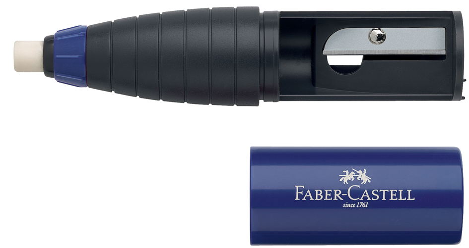 FABER-CASTELL Combination gomme-taille-crayons, mûre / bleu