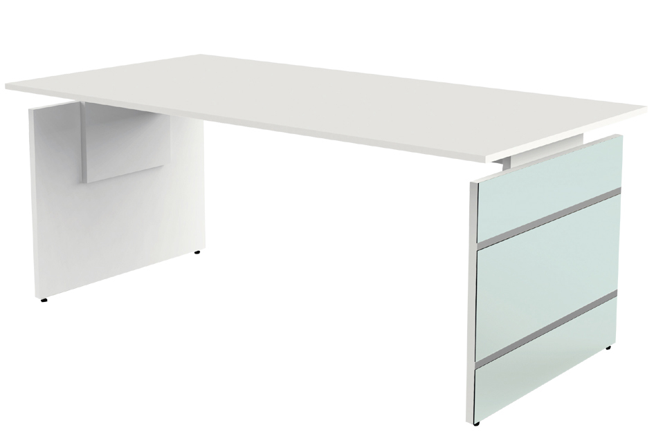 Visuel de référence: Bureau avec piètement panneau "AVETO", blanc