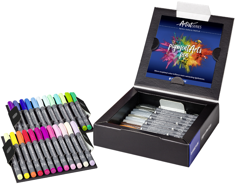 Feutre pigment brush pen, étui carton de 36