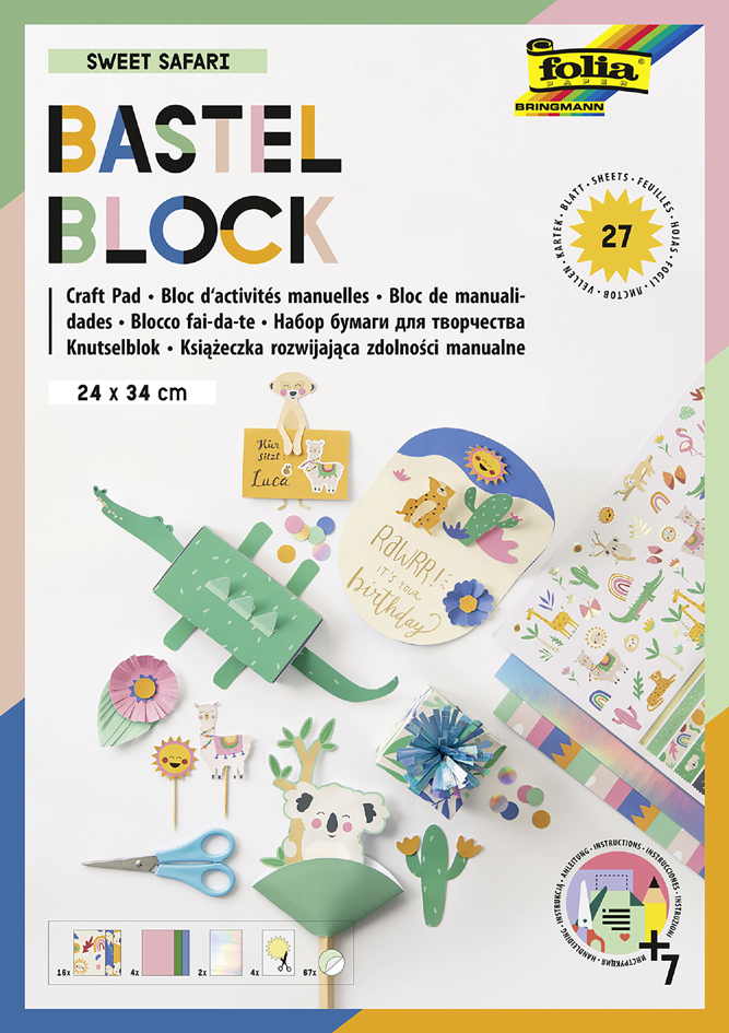folia Bloc d'activités manuelles 'Sweet Safari', 240 x 340mm
