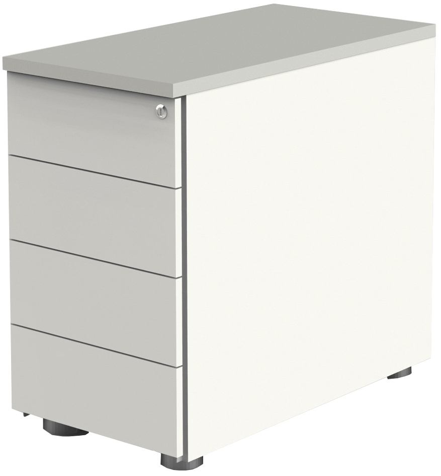 kerkmann Caisson annexe, 4 tiroirs, blanc/gris clair
