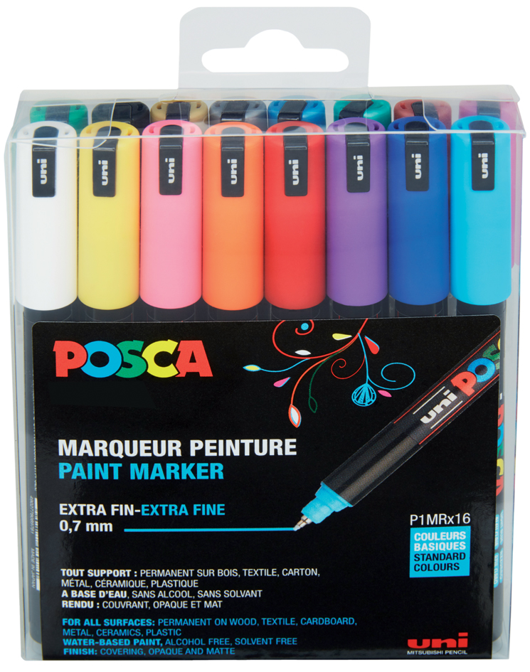 POSCA Marqueur à pigment PC-1MR, pochette de 16, assorti