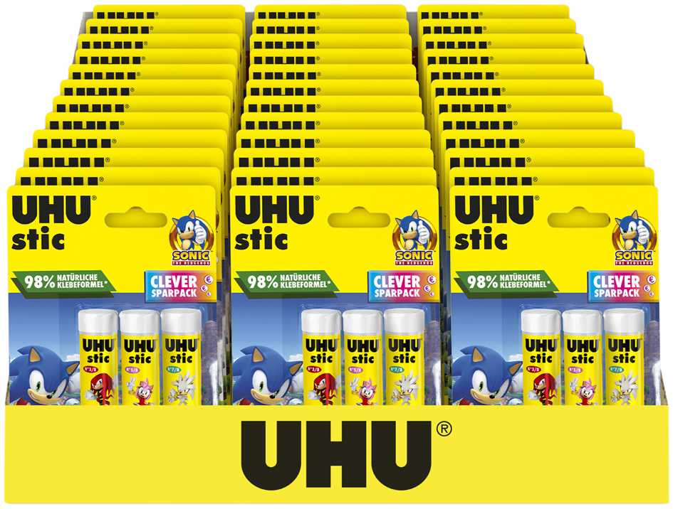 UHU Bâton de colle stic SONIC, 3 x 8,2 g, présentoir de 36