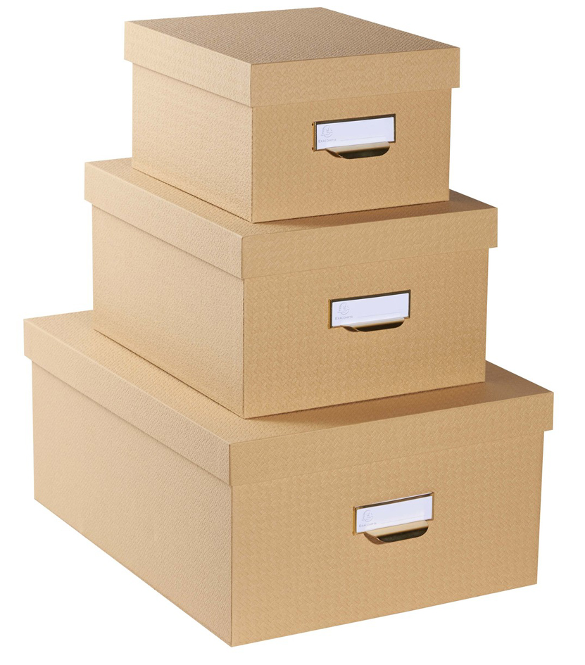 EXACOMPTA Lot de 3 boîtes gigogne Office by Me, beige
