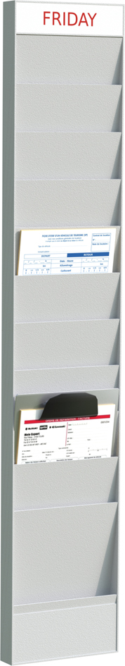PAPERFLOW Planificateur de bureau mural, 10 casiers, gris
