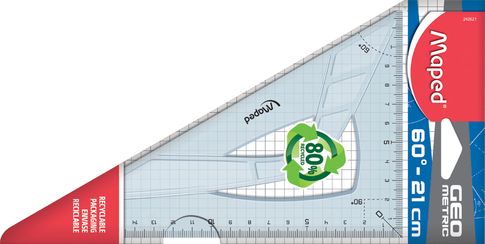 Maped Equerre Geometric 60 degrés, grand côté: 210 mm