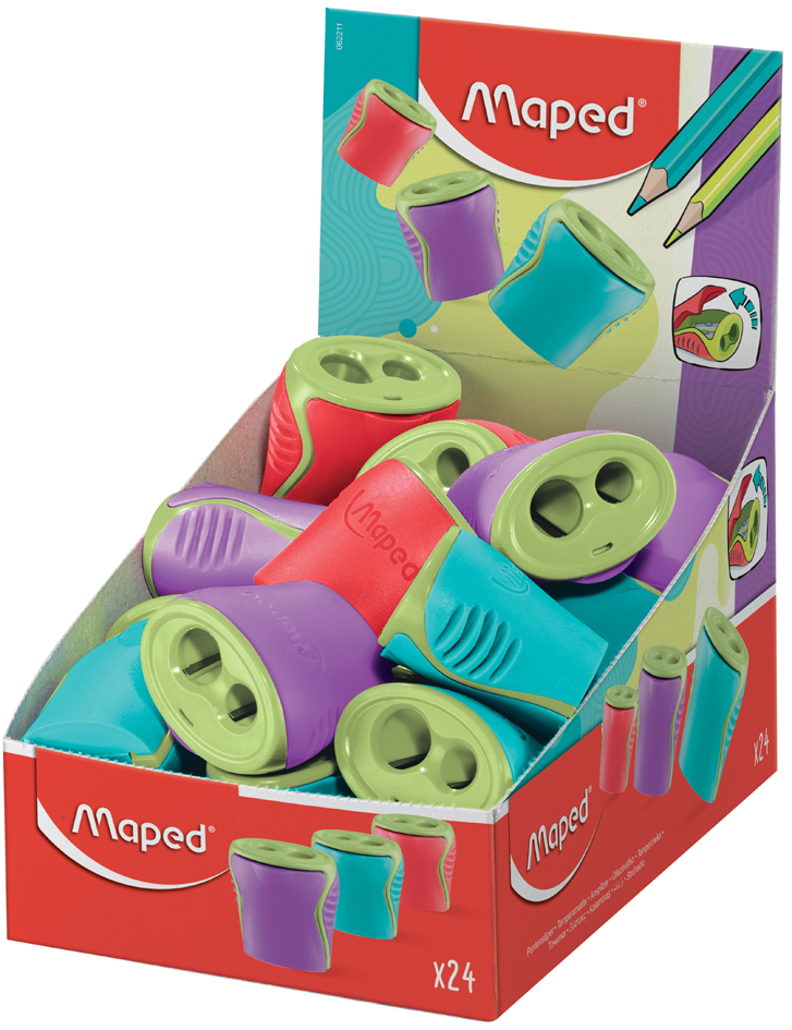Maped Double taille-crayon, en plastique, présentoir de 24