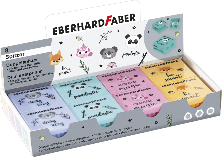 EBERHARD FABER Taille-crayon Animal, présentoir de 8