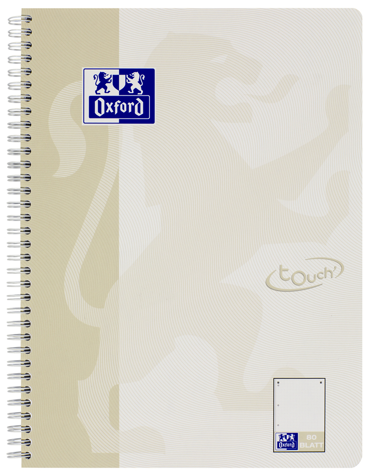 Oxford Cahier spiralé Touch, A4+, pointillé, 160 pages