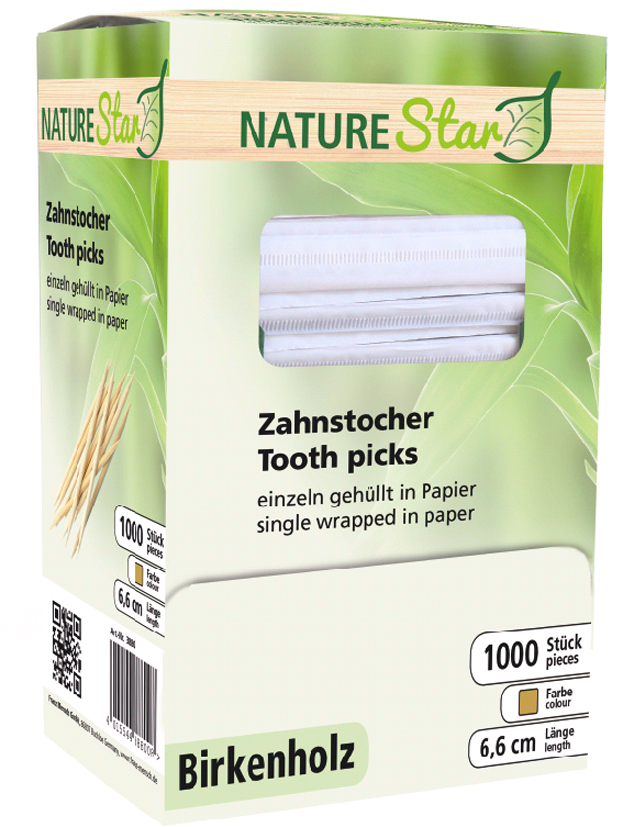 NATURE Star Cure-dent, en bois, sous emballage
