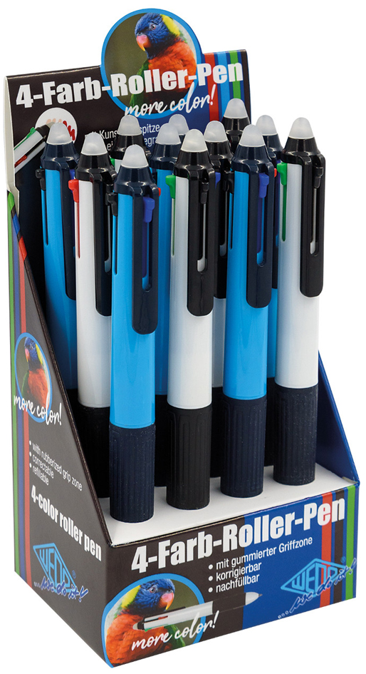 WEDO Stylo à bille à quatre couleurs, effaçable, présentoir