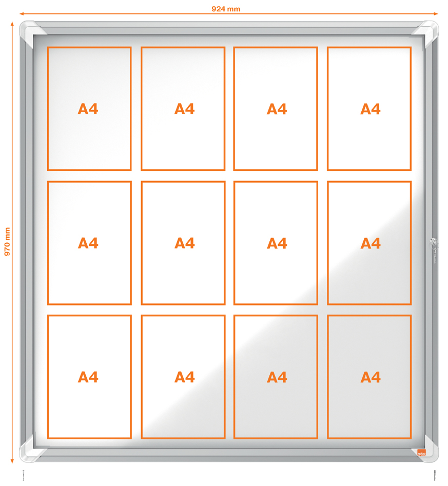 nobo Vitrine d'affichage Premium Plus, fond en métal, 12x A4