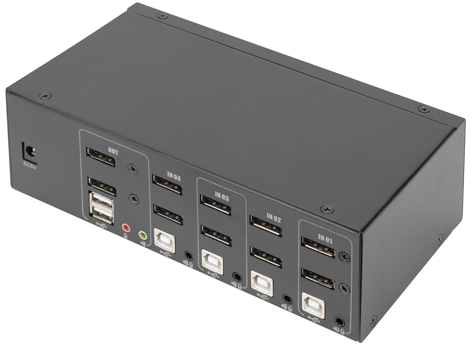 DIGITUS Commutateur KVM, 4 ports, double affichage, 4K