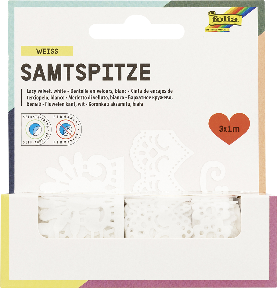 folia Bordures en velours 'dentelle', autocollant, blanc