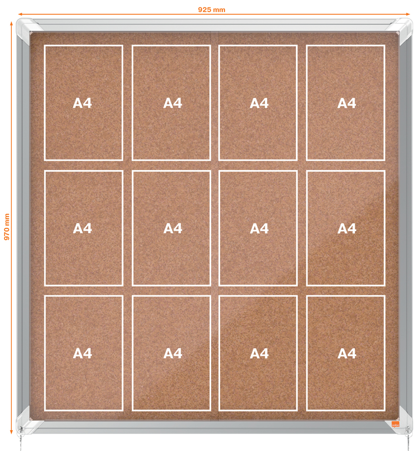 nobo Vitrine d'affichage Premium Plus, fond en liège, 12x A4