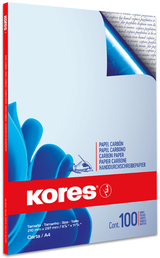 Kores papier carbone, format A4, 100 feuilles, bleu