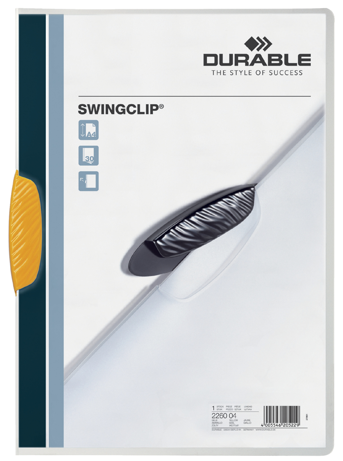 DURABLE Chemises à clip SWINGCLIP, format A4, clip jaune