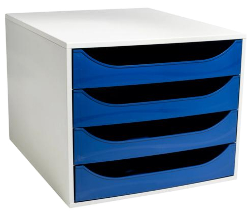 EXACOMPTA Module de classement ECOBOX, 4 tiroirs, bleu nuit