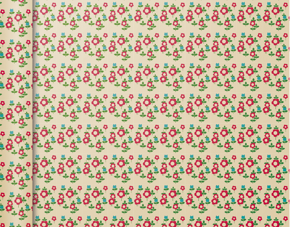 Clairefontaine Papier cadeau 'Tiny Rolls fleurs rouges'