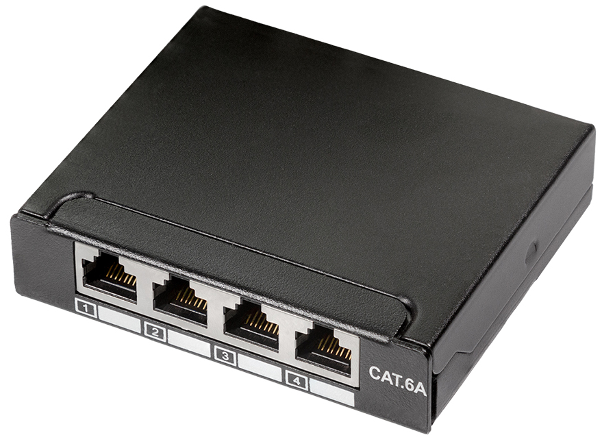 Mini-répartiteur, cat. 6A, 4 ports