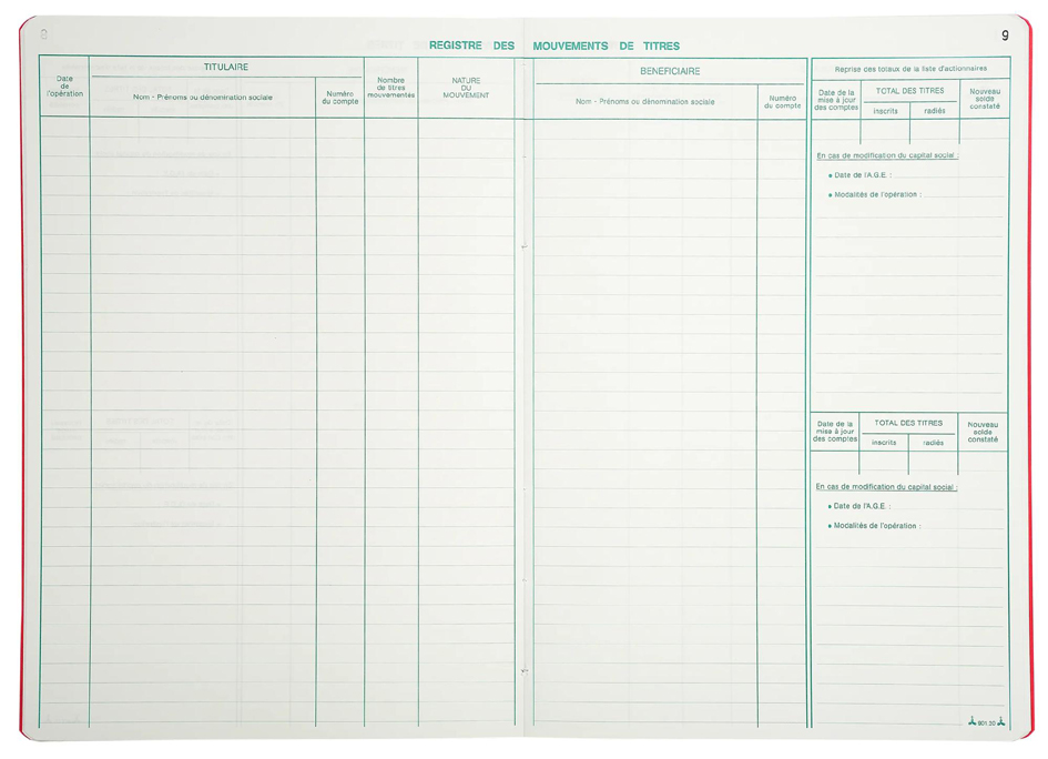 Piqûre "Registre de mouvements de titres"