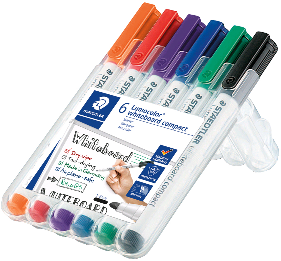 Marqueur pour tableau blanc compact, étui de 6