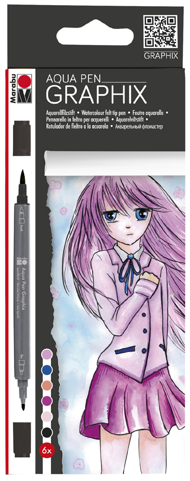 Marabu Feutres aquarellables 'GRAPHIX' MA KE MANGA,