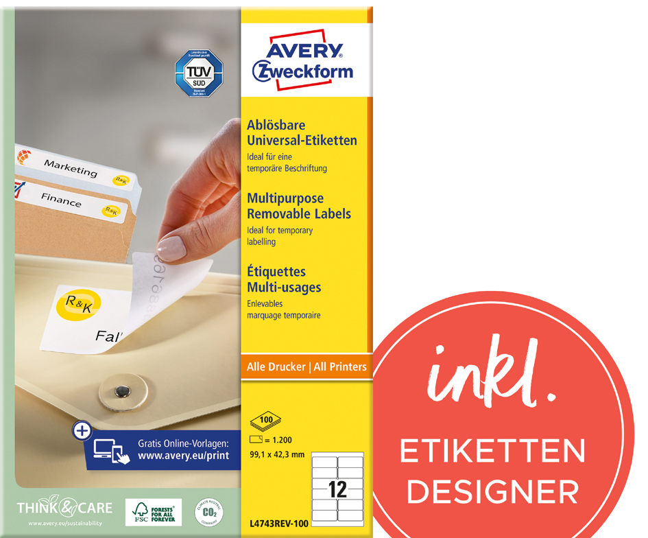 AVERY Zweckform Etiquette universelle, 210 x 297 mm, blanc