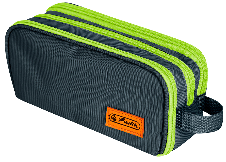 herlitz Trousse à deux compartiments université, bleu/orange rectangulaire polyester blau / orange