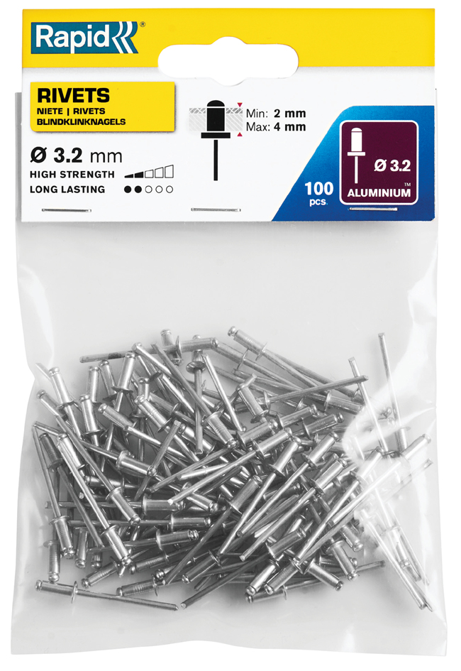 Rapid Rivet aveugle standard, 3,2 x 8 mm, en aluminium