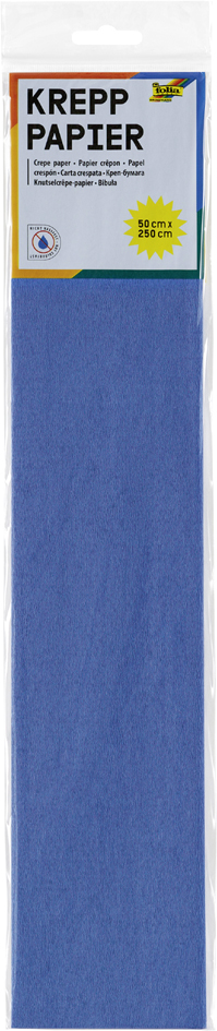 folia Papier crépon en couches, 500mm x 2,5m, bleu brillant