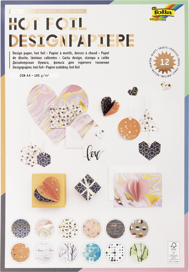 folia Bloc de papier design 'Hotfoil III', A4, 165 g/m2