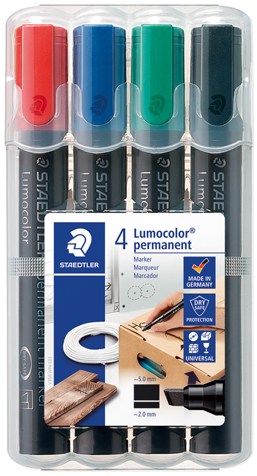 STAEDTLER Marqueur permanent 350 Lumocolor, étui de 4