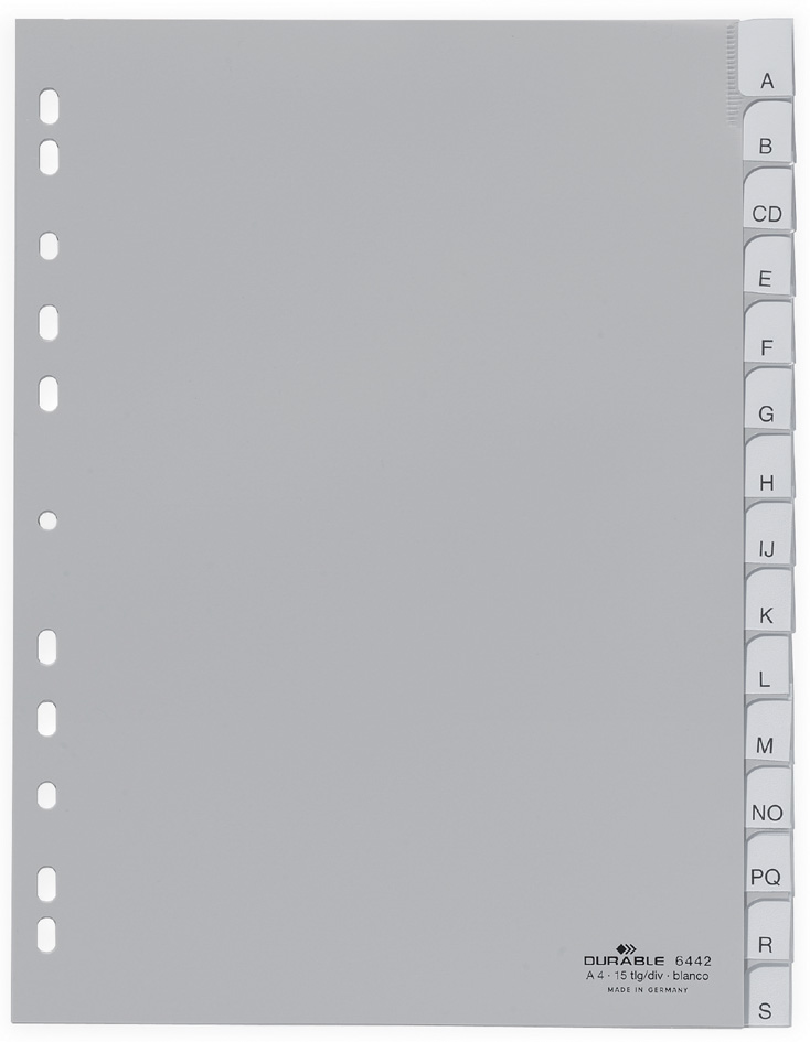 DURABLE Intercalaires en plastique, uni, A4, polypropylène