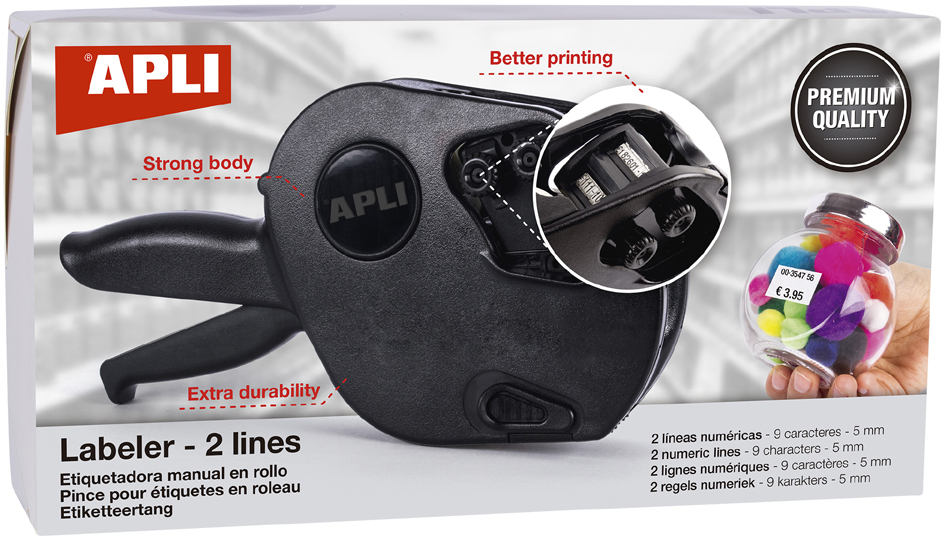 APLI Pince à étiqueter 102365, 2 lignes, 9 chiffres