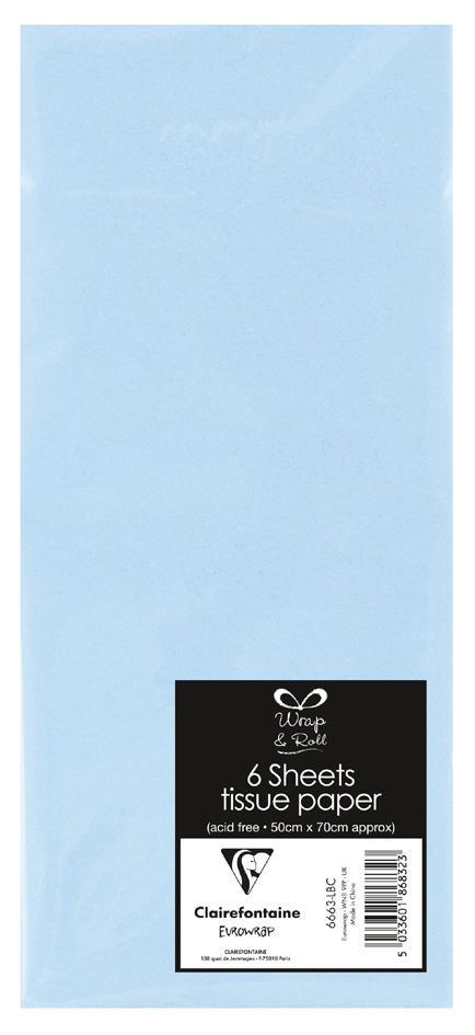 Clairefontaine Papier de soie, (l)500 x (H)700 mm,bleu clair