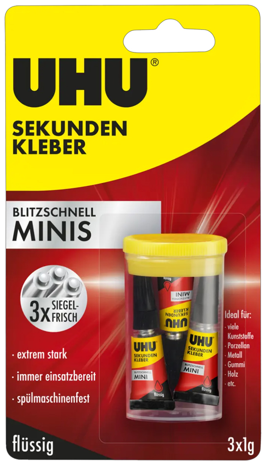 Colle instantanée MINIS, sèche à la vitesse de la lumière