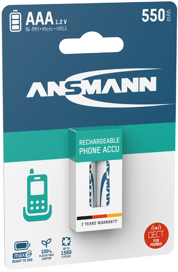 ANSMANN Pile rechargeable NiMH, maxE Micro AAA, 550 mAh