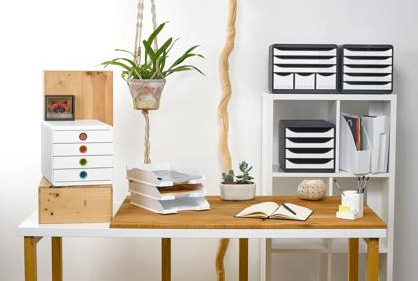EXACOMPTA Module de classement POP-BOX, 4 tiroirs, blanc/ 4 Schubladen (B)278 x (T)347 x (H)267 mm weiß / harlekin