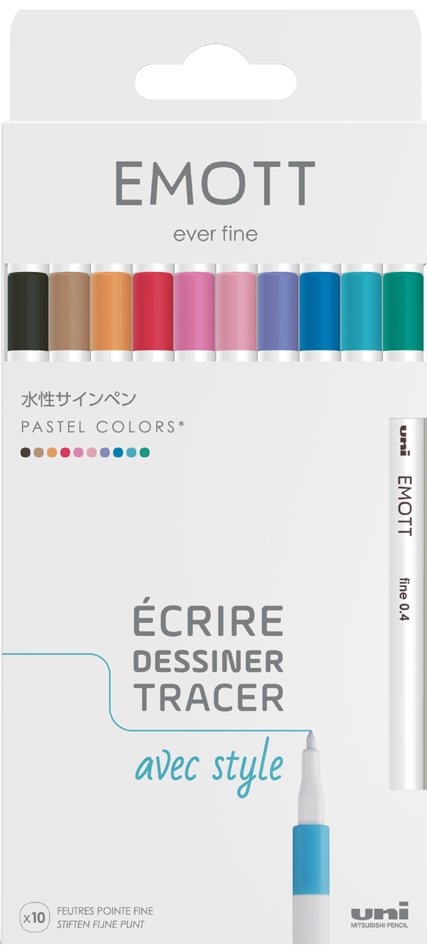 uni-ball Feutre EMOTT, set de 10 'Pastel Colors'