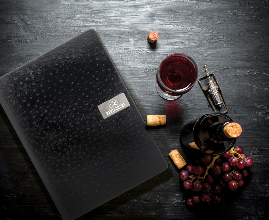 Cartes de menus, cuir