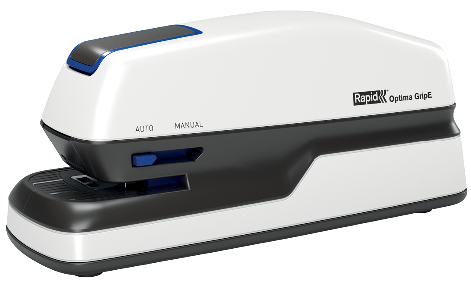 Rapid Agrafeuse électrique Optima GripE, blanc/gris/bleu