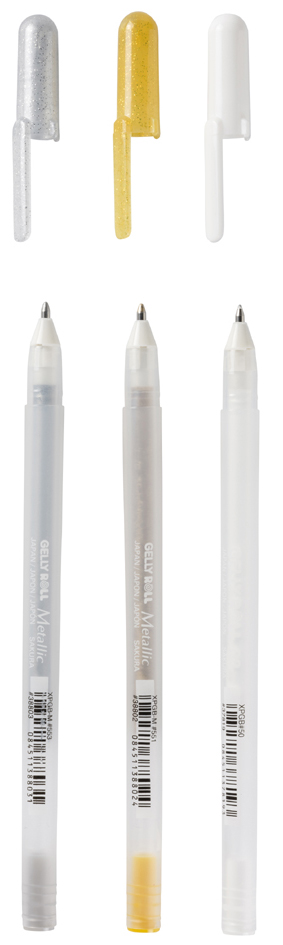 Stylo roller à encre gel Gelly Roll "Or-Argent-Blanc" - couleurs