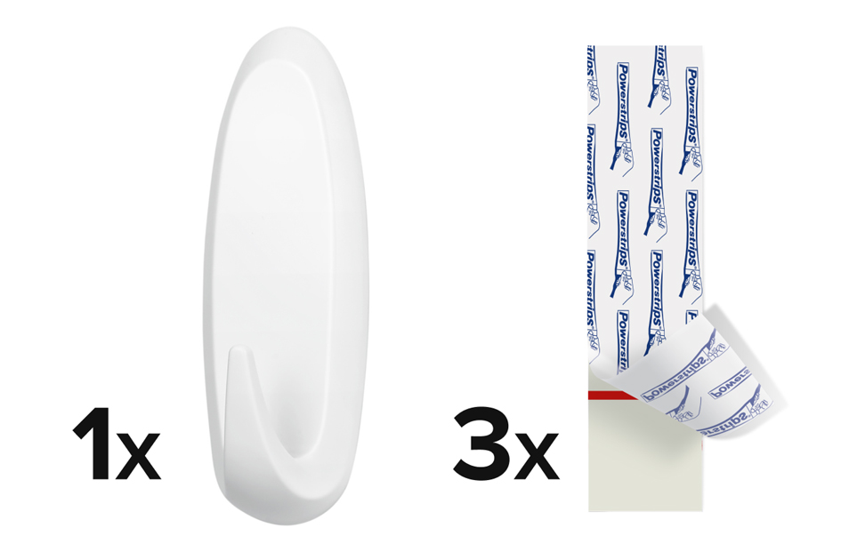 Crochet Powerstrips EXTRA LARGE ovale, contenu
