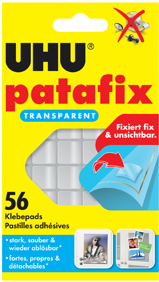 UHU Pastilles adhésives patafix, détachable, transparent